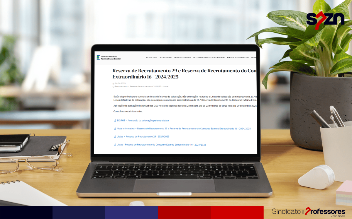 Reserva de Recrutamento 29 e Reserva de Recrutamento do Concurso Externo Extraordinário 16 - 2024/2025
