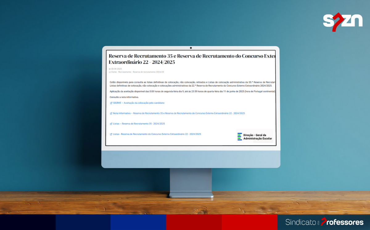 Reserva de Recrutamento 35 e Reserva de Recrutamento do Concurso Externo Extraordinário 22 - 2024/2025