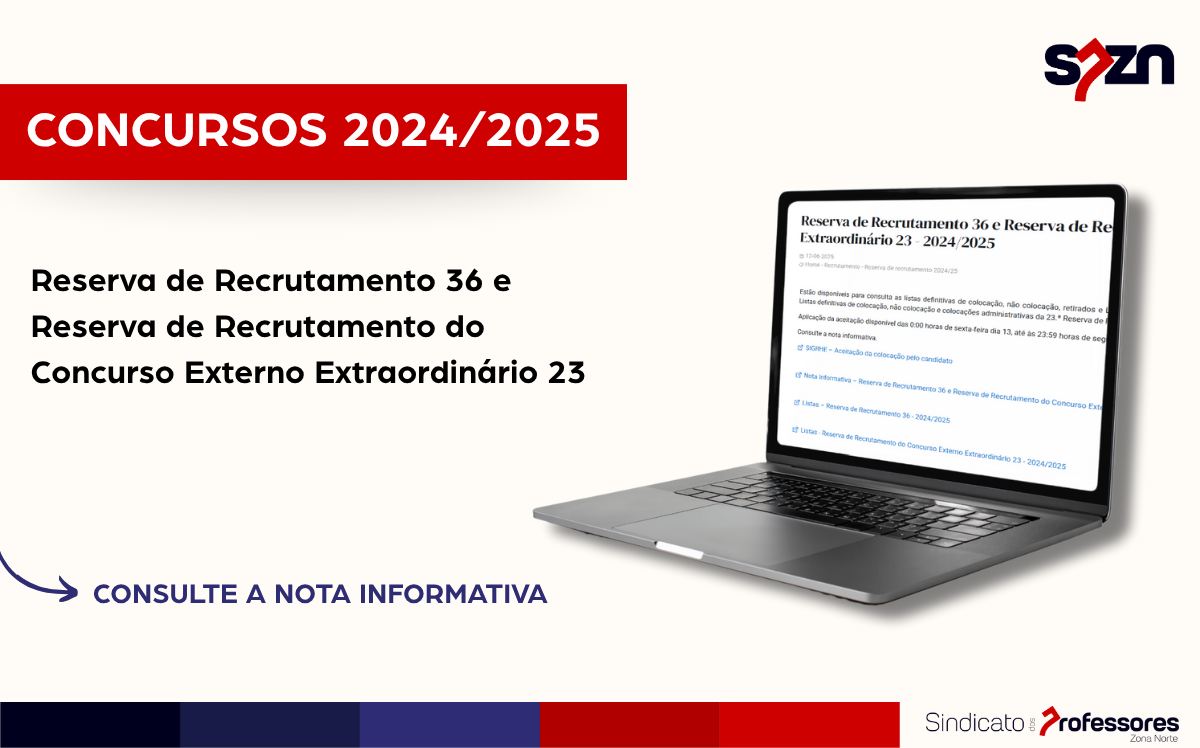 Reserva de Recrutamento 36 e Reserva de Recrutamento do Concurso Externo Extraordinário 23 - 2024/2025